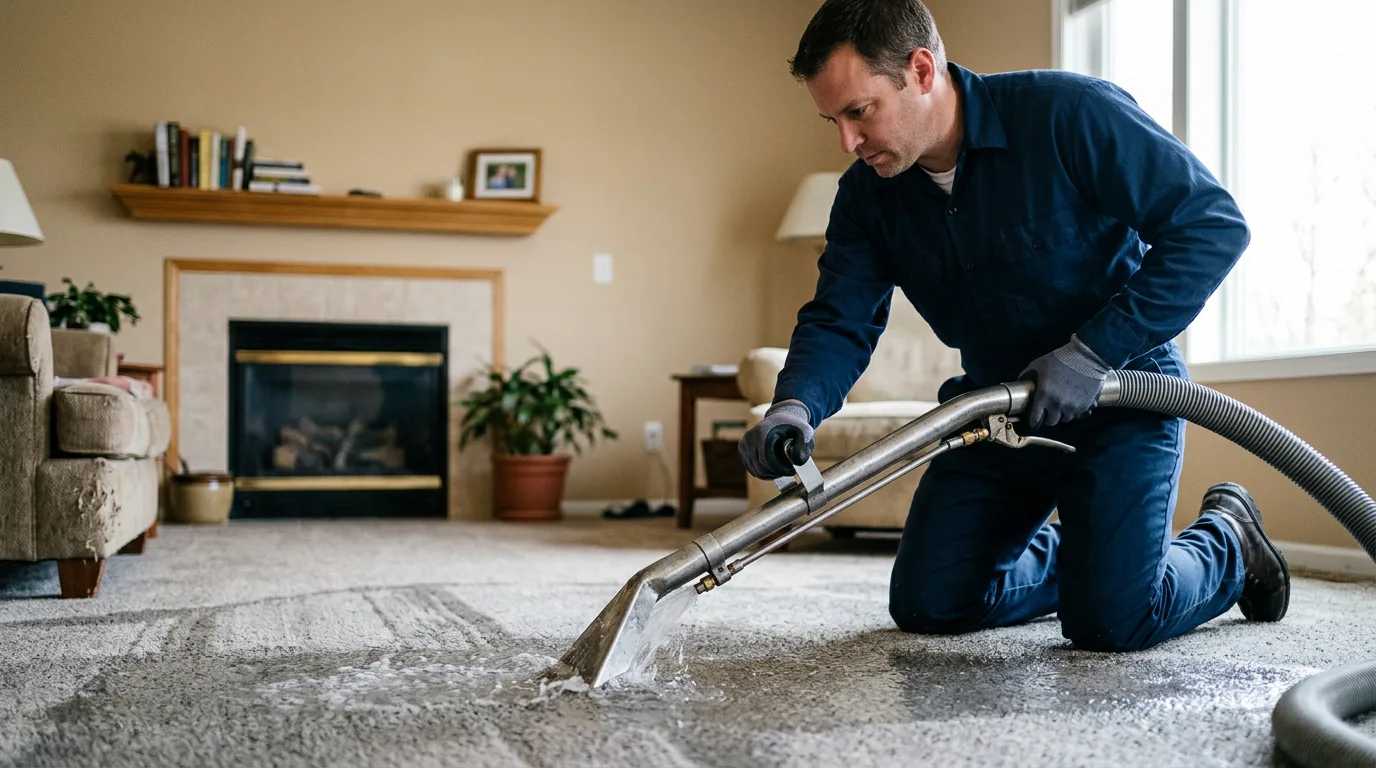 Water damage restoration technician working near Raleigh, ND